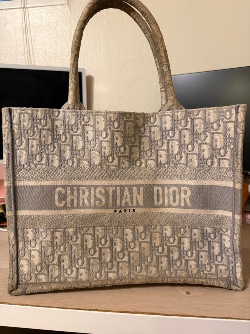 Dior Beige Canvas Oblique Book Tote
